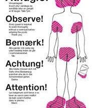 Poster in Iceland locker rooms detailing proper hygiene instructions